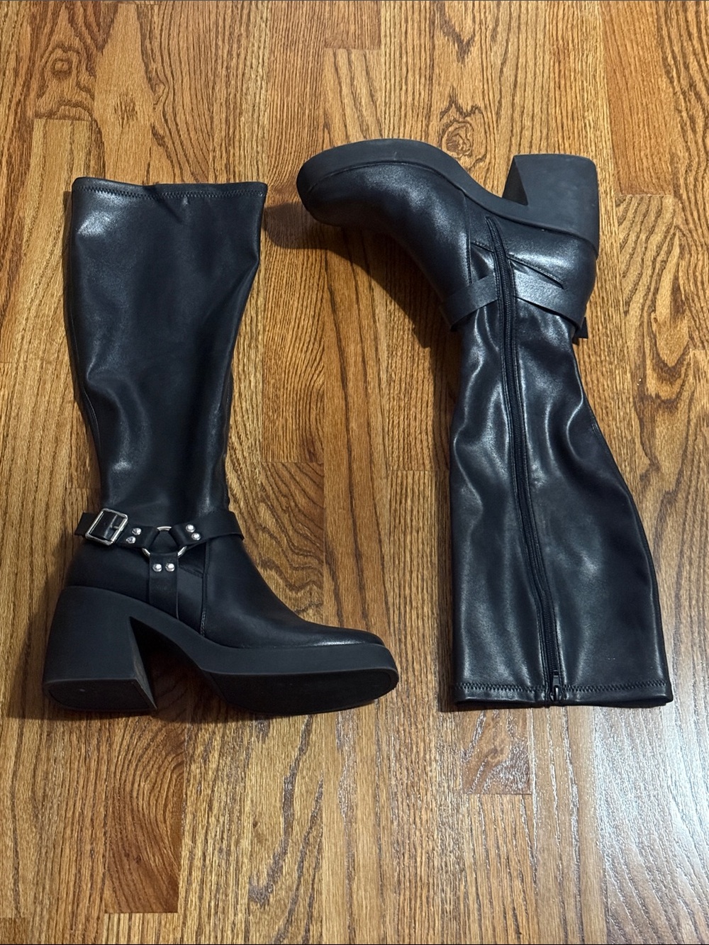 Size 11 Steve Madden NYC Black Knee-High Platform Boots - Women